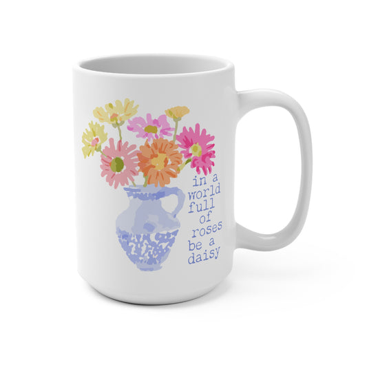 Blooming Inspiration Floral Mug | 15oz Coffee Cup, Motivational Gift, Floral Design, Positive Vibes, Home Decor