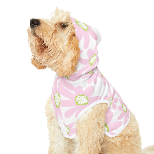 Pink Daisy Retro Floral Pet Hoodie for Dogs, Cute Dog Sweater, Stylish Pet Apparel, Spring Fashion for Pets, Cozy Dog Clothes