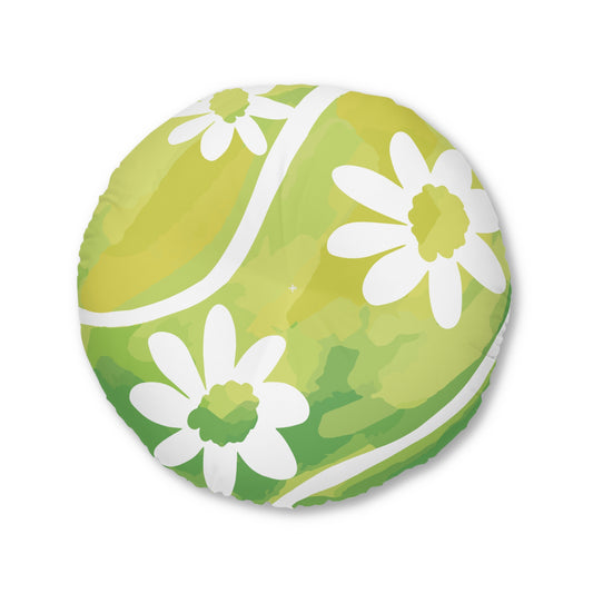Charming Tennis Ball Floral Tufted Floor Pillow, Cozy Home Décor, Relaxation Accent, Gift for Tennis Lovers, Springtime Vibe
