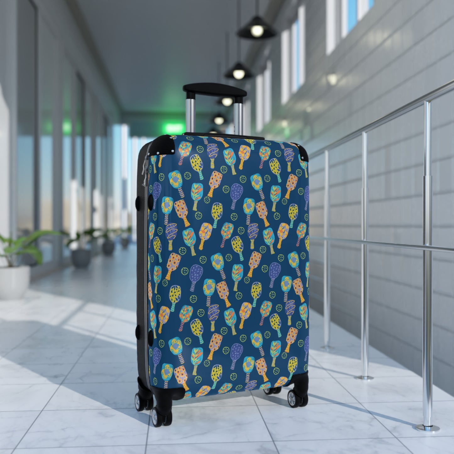 Colorful Pickleball Paddle Pattern Luggage