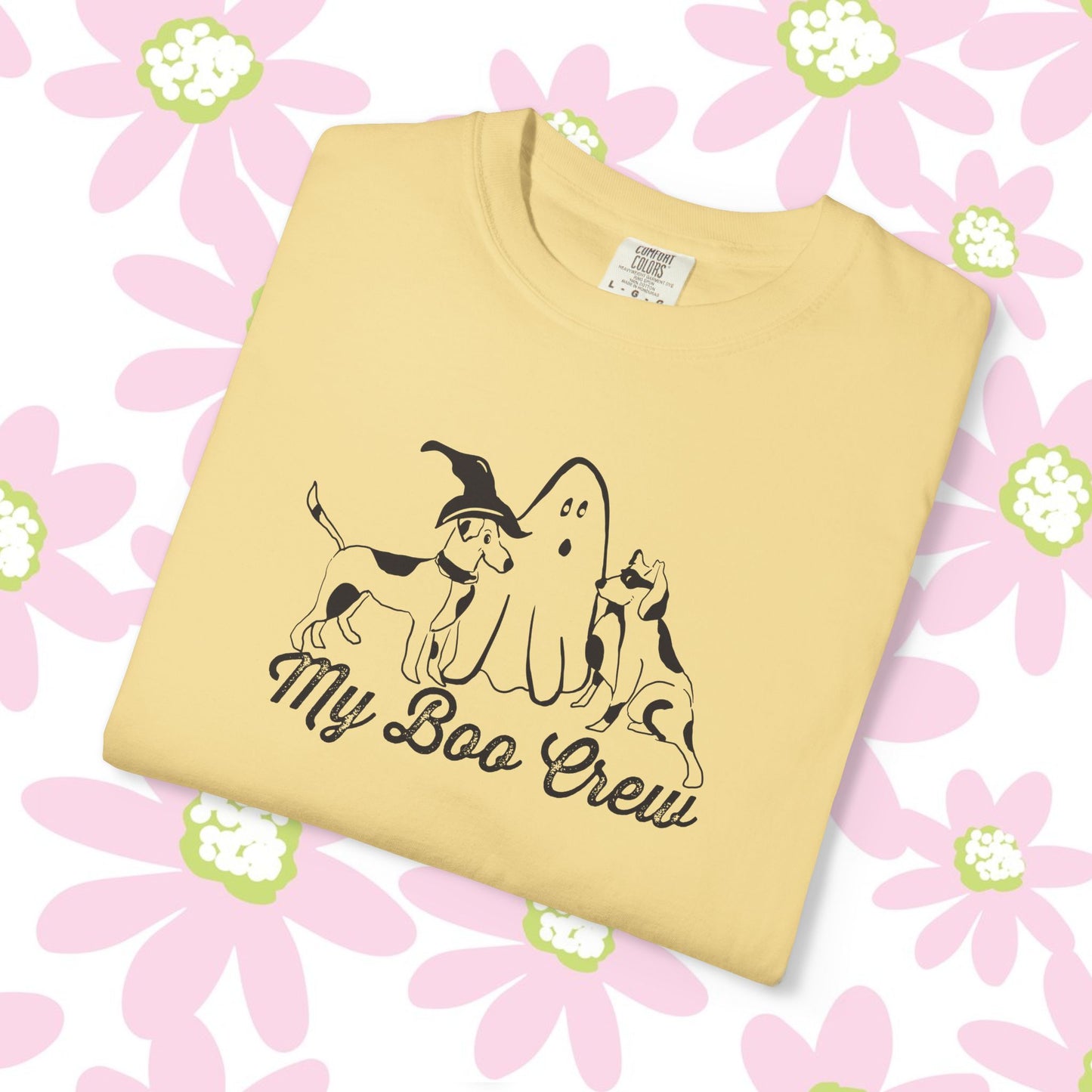 My Boo Crew Halloween T-Shirt, Cute Dog Ghost Tee, Unisex Garment-Dyed Shirt, Pet Lovers Gift, Autumn Apparel, Fun Halloween Outfit