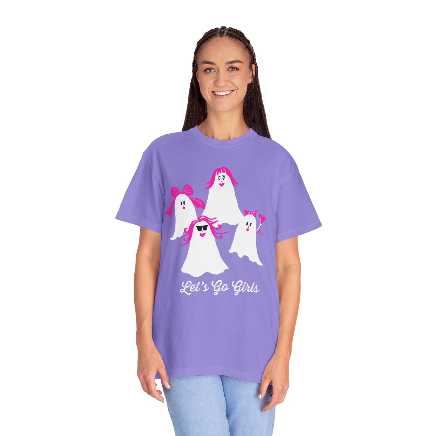 "Let's Good Girls"  Spooky Chic T-Shirt, Halloween Fashion, Pink Ghost-Inspired Tee, Cute Casual Wear, Unisex Graphic Shirt, Trendy Fall Style