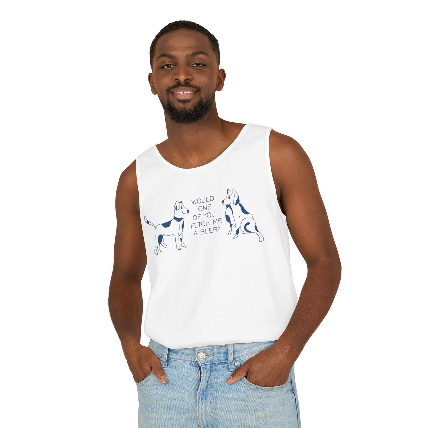 FETCH ME A BEER!  Playful Dog-Themed Tank Top, Funny Pet Lover Apparel, Gift for Dog Owners, Summer Casual Wear, Cute Animal Graphic Tee