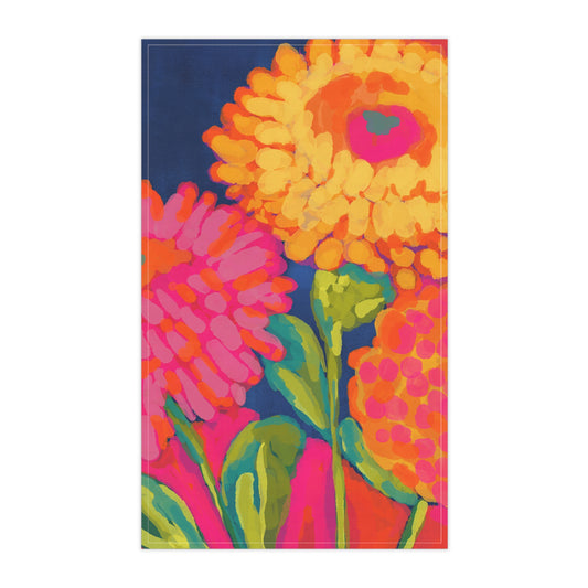 Vibrant Floral Tea Towels, Kitchen Decor, Gift for Housewarming, Colorful Linen Towels, Gardening Enthusiast Gift