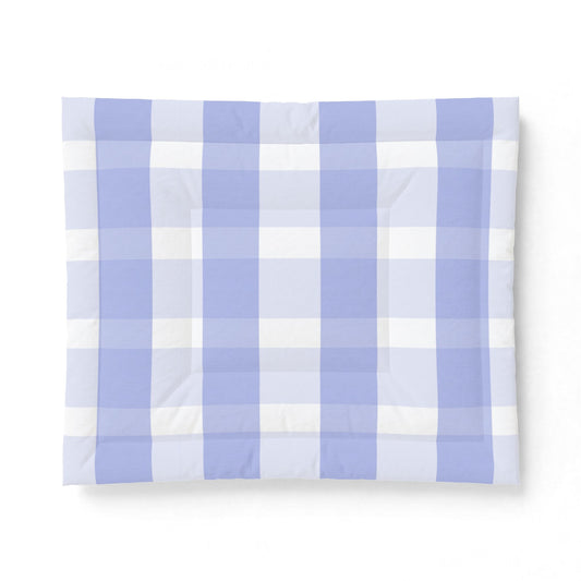 Periwinkle Blue Gingham Cotton Comforter — Lightweight Checkered Bedspread