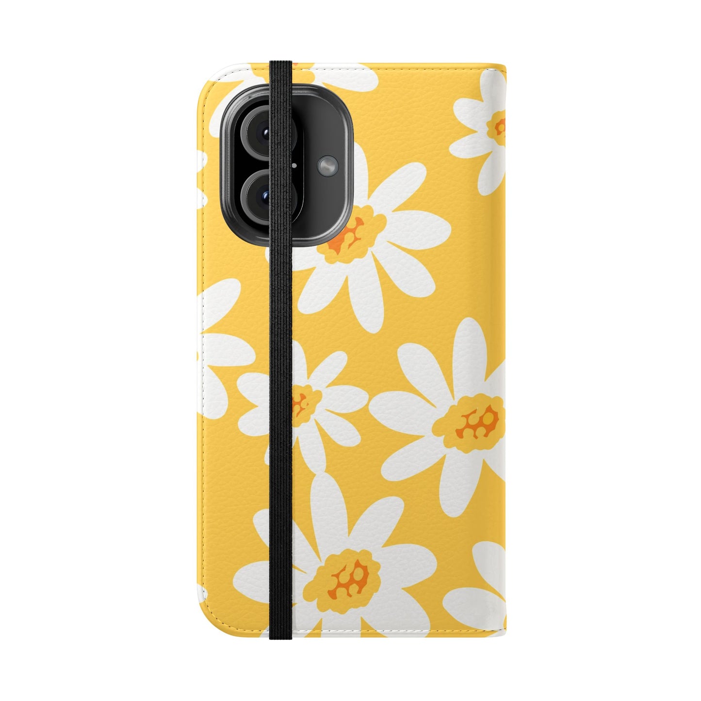 Cheerful Floral Flip Case for Phone, Yellow Daisy Wallet, Spring Gift, Cute Phone Cover, Mother's Day, Floral Design, Eco-Friendly