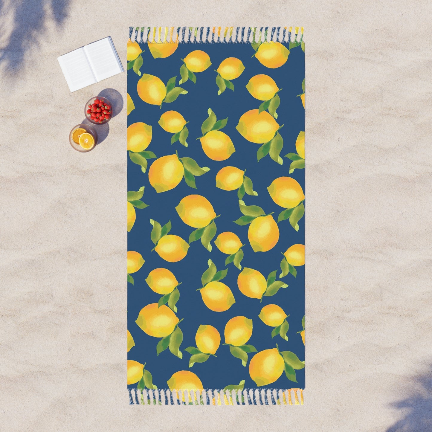 Boho Lemon Beach Towel - Vibrant Summer Vibes for Pool Days, Gifts for Her, Beach Trips, Picnics, Home Decor