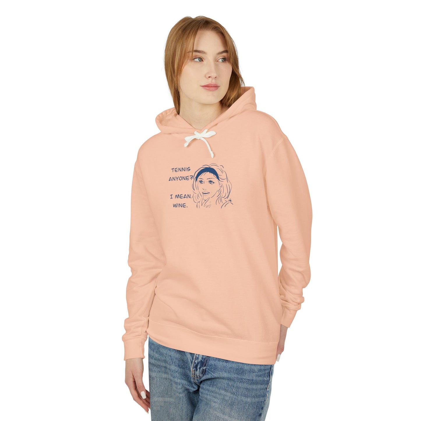 TENNIS ANYONE?  I MEAN WINE Unisex Tennis & Wine Hoodie - Playful Gift for Wine Lovers, Sports Enthusiasts, Casual Wear, Comfortable Attire, Funny Sweatshirt