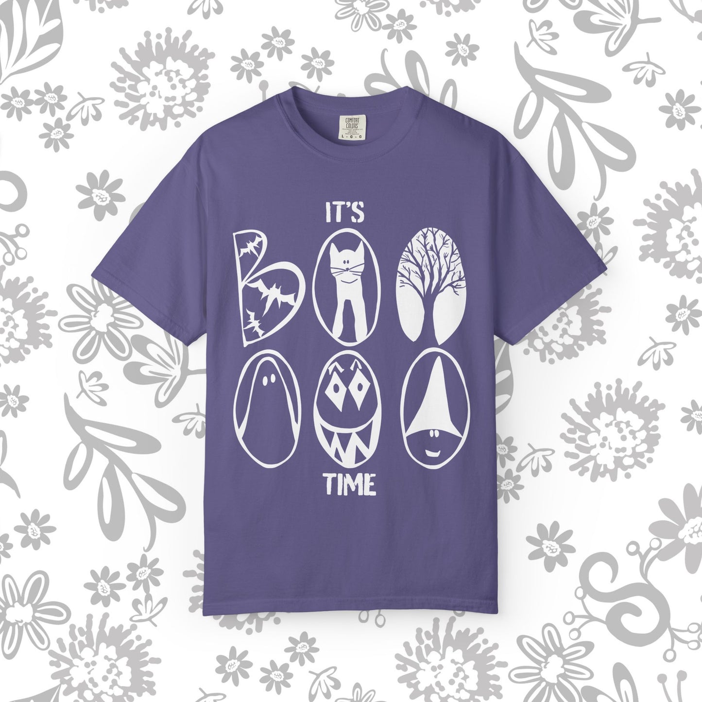 "IT'S BOO TIME" Halloween Themed T-shirt, Spooky Graphic Tee, Unisex T-shirt for Fall, Vintage Style Halloween Shirt, Perfect for Halloween Party