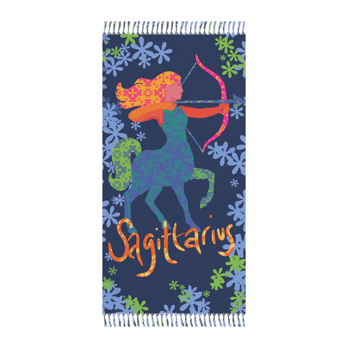 Boho Beach Towel – Sagittarius Design, Outdoor Blanket, Astrology Gift, Bohemian Decor, Stylish Pool Towel