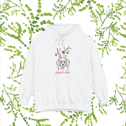 Cute Reindeer Floral Hoodie — 'joyeux noel' Holiday Sweatshirt