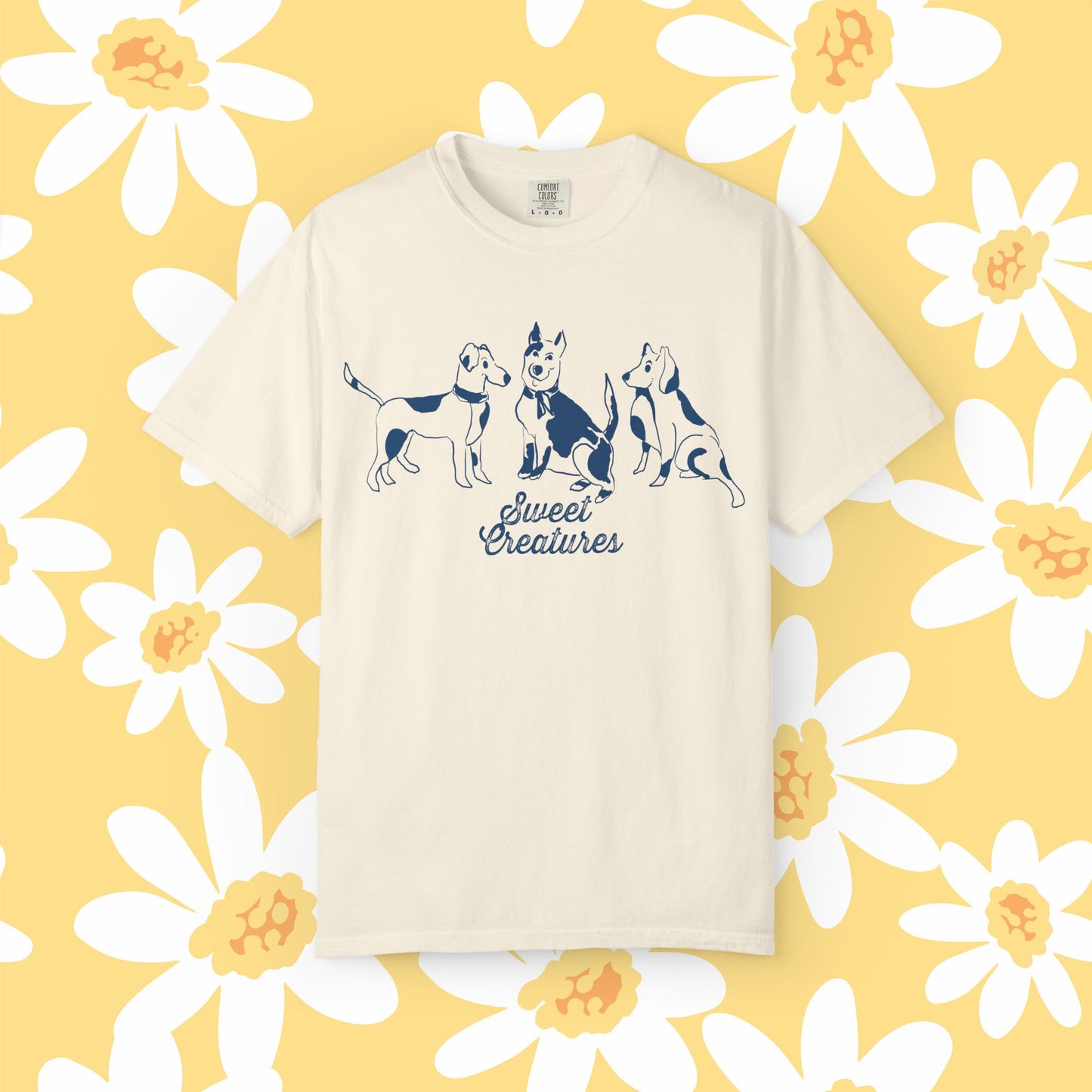 Sweet Creatures Unisex Garment-Dyed T-shirt, Cute Pet Lover Tee, Dog Lover Apparel, Casual Wear, Gift for Animal Lovers, Cozy Everyday Shirt