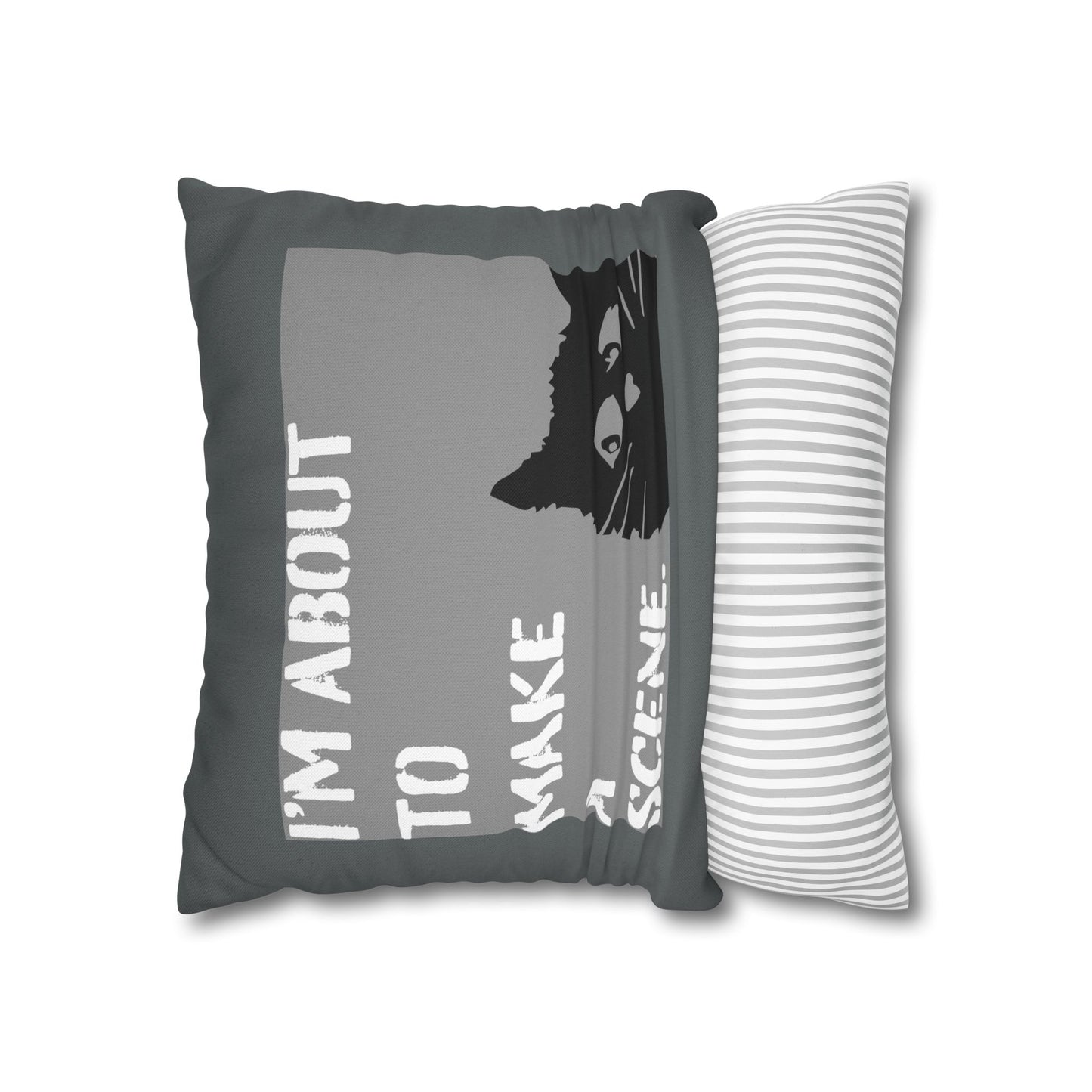Whimsical Cat Pillowcase: "I'm about to make a scene" #FunnyHomeDecor, Cat Lovers Gift, Quirky Housewarming, Cozy Living Room Accent, Fun Bedroom Decor, Playful Gift