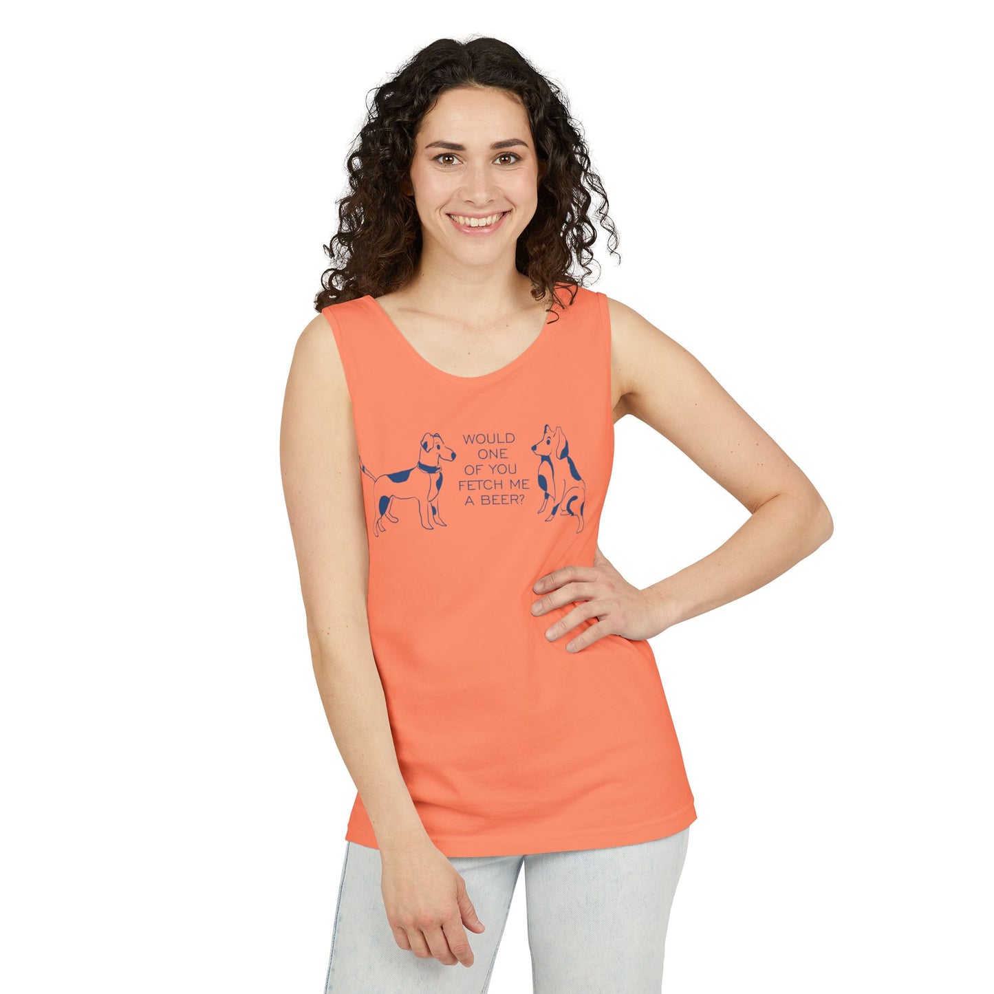 FETCH ME A BEER!  Playful Dog-Themed Tank Top, Funny Pet Lover Apparel, Gift for Dog Owners, Summer Casual Wear, Cute Animal Graphic Tee
