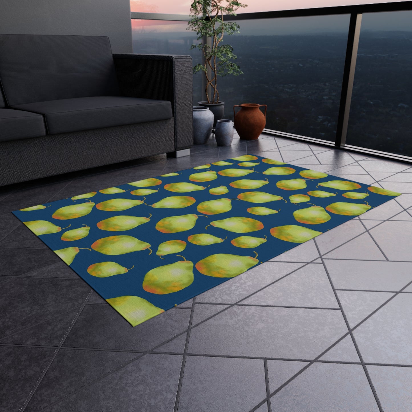 Vibrant Outdoor Rug with Pear Design, Stylish Patio Decor, Garden Area Mat, Summer Picnic Essential, Outdoor Living Accessory