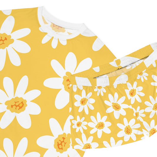 Sunny Daisy Women's Pajama Set, Floral Sleepwear, Cute PJs, Summer Nights, Relaxing Outfits, Gift for Her