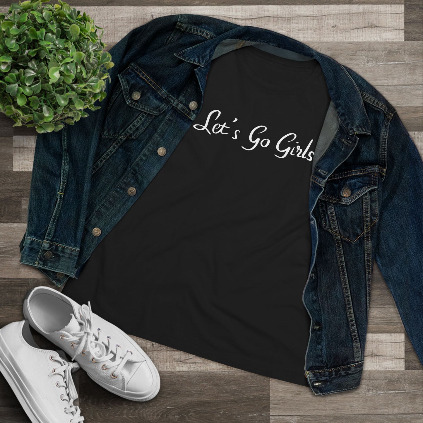 Let’s Go Girls Women’s Cotton Tee — Feminine Script Motivational Shirt for Girls’ Nights & Gifts
