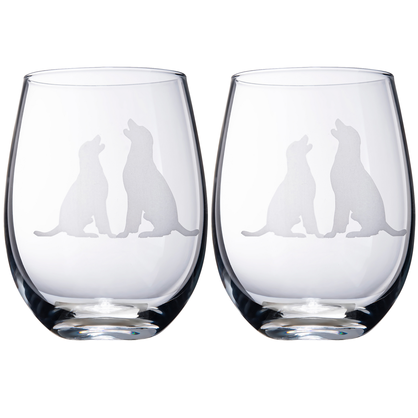 Set of 2 Labrador Dog Stemless Wine Glasses by The Wine Savant - Lab Retriever Puppy & Doggy Lover Him & Her - Dogs Silhouette - Glass Gifts Etched Tumblers for Anniversary, Wedding, Home Bar Gifts-0
