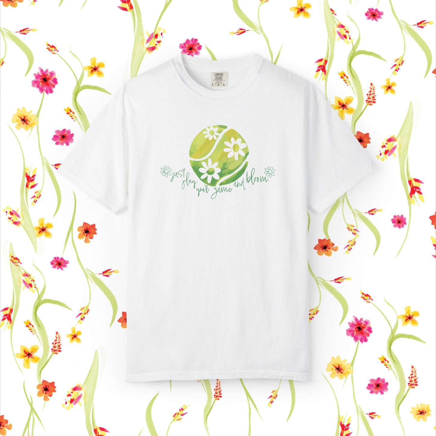 Play Tennis....Bloom! Flower Power Unisex T-Shirt | Eco-Friendly Casual Wear, Spring Fashion, Gift for Garden Lovers, Earth Day Tee, Floral Summer Style, Tennis Lover's Gift17.99