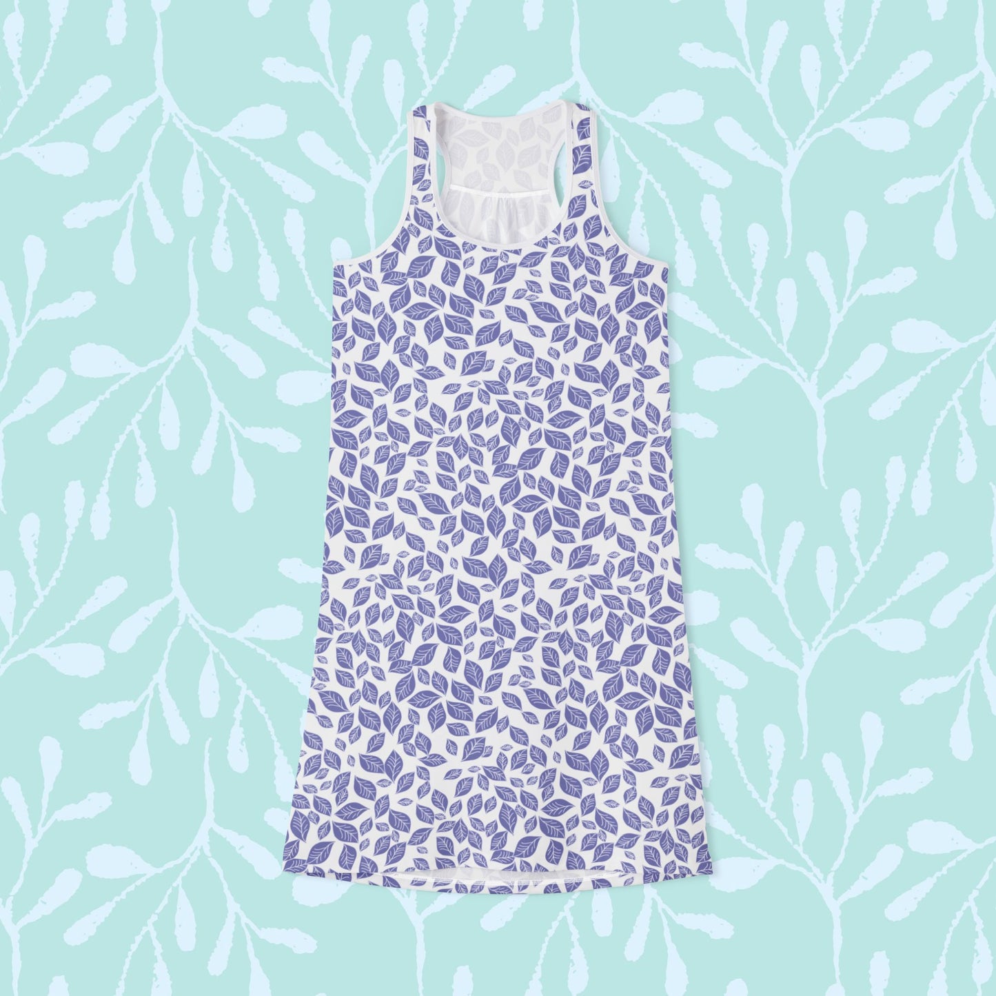 Feminine Floral Racerback Dress - Casual Summer Outfit, Beach Wear, Everyday Dress, Gift for Her, Vacation Style