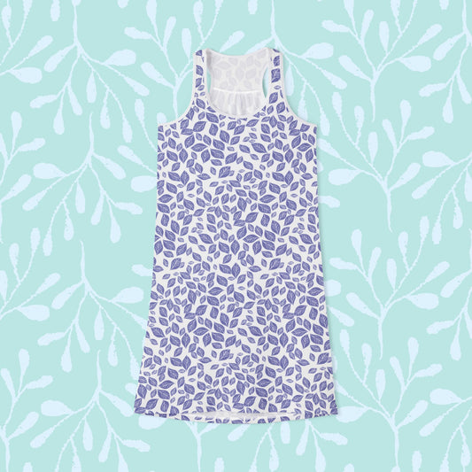 Feminine Floral Racerback Dress - Casual Summer Outfit, Beach Wear, Everyday Dress, Gift for Her, Vacation Style