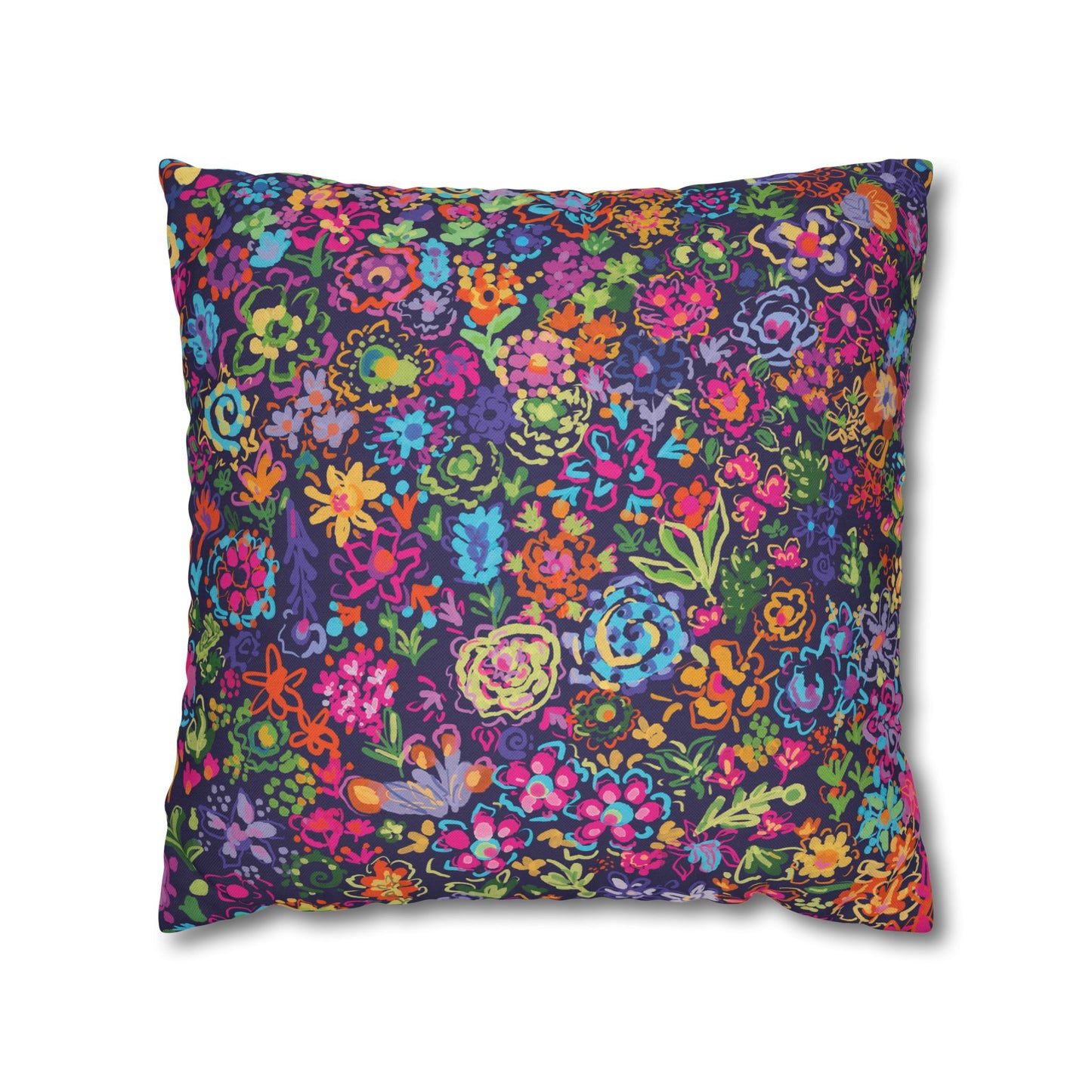 Colorful Wildflower Floral Throw Pillowcase Boho Design featuring artwork by Ally Hunt
