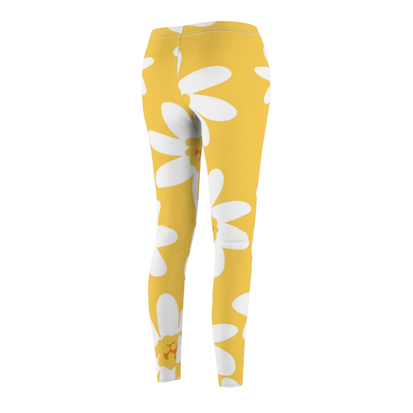 Daisy Print Leggings — Yellow Floral All-Over Print Women's Leggings
