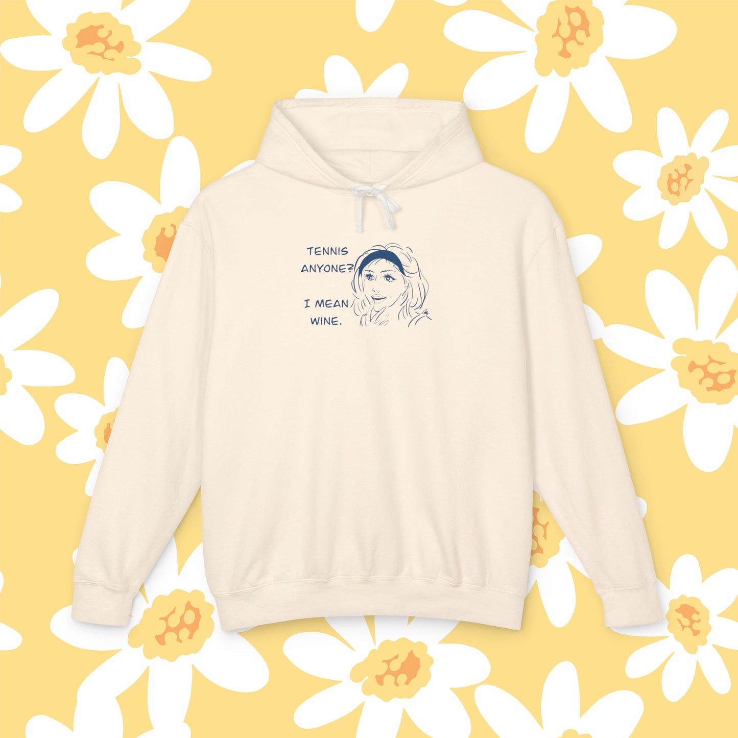 TENNIS ANYONE?  I MEAN WINE Unisex Tennis & Wine Hoodie - Playful Gift for Wine Lovers, Sports Enthusiasts, Casual Wear, Comfortable Attire, Funny Sweatshirt