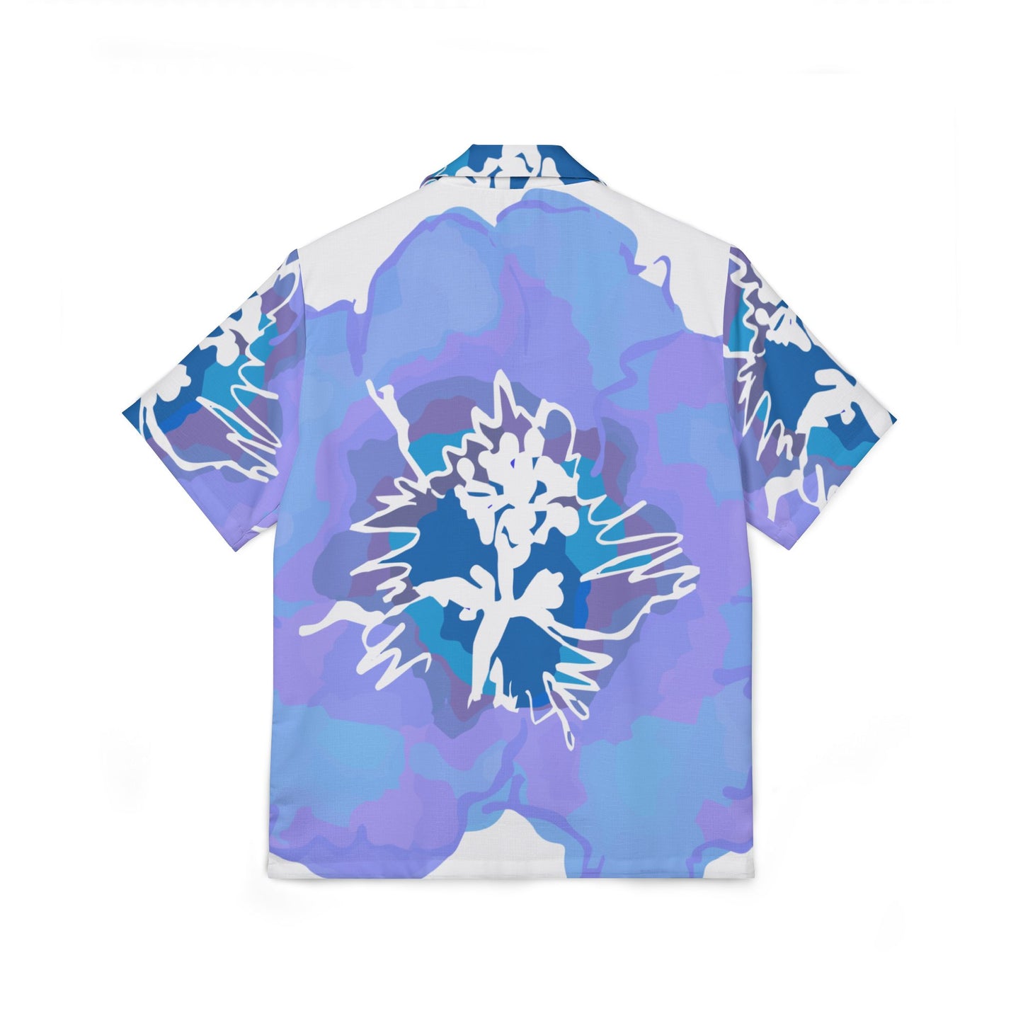 Azalea Periwinkle Blue Hawaiian Shirt — Tropical Beach Vacation Camp Shirt