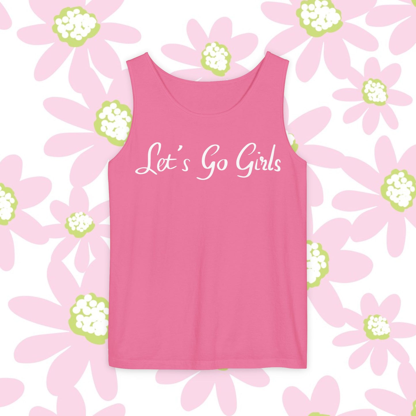 Let's Go Girls Tank Top — Feminine Pink Script Athletic Tank