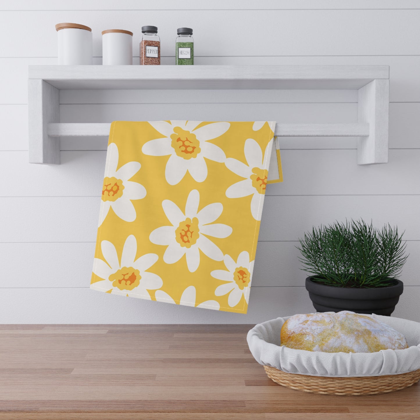 Sunny Daisy Cotton Tea Towels | Bright Kitchen Decor | Floral Home Essentials, Gift for Her, Spring Decor, Kitchen Accessory