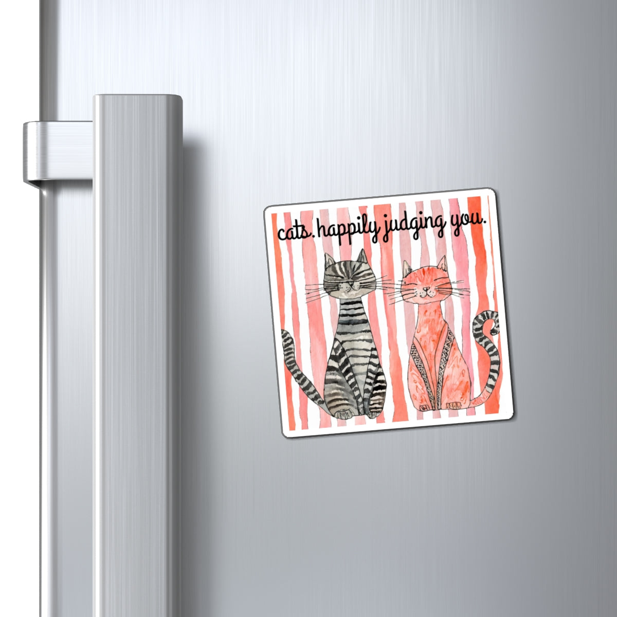 Cats Happily Judging You Magnet — Cute Watercolor Cat Fridge Decor