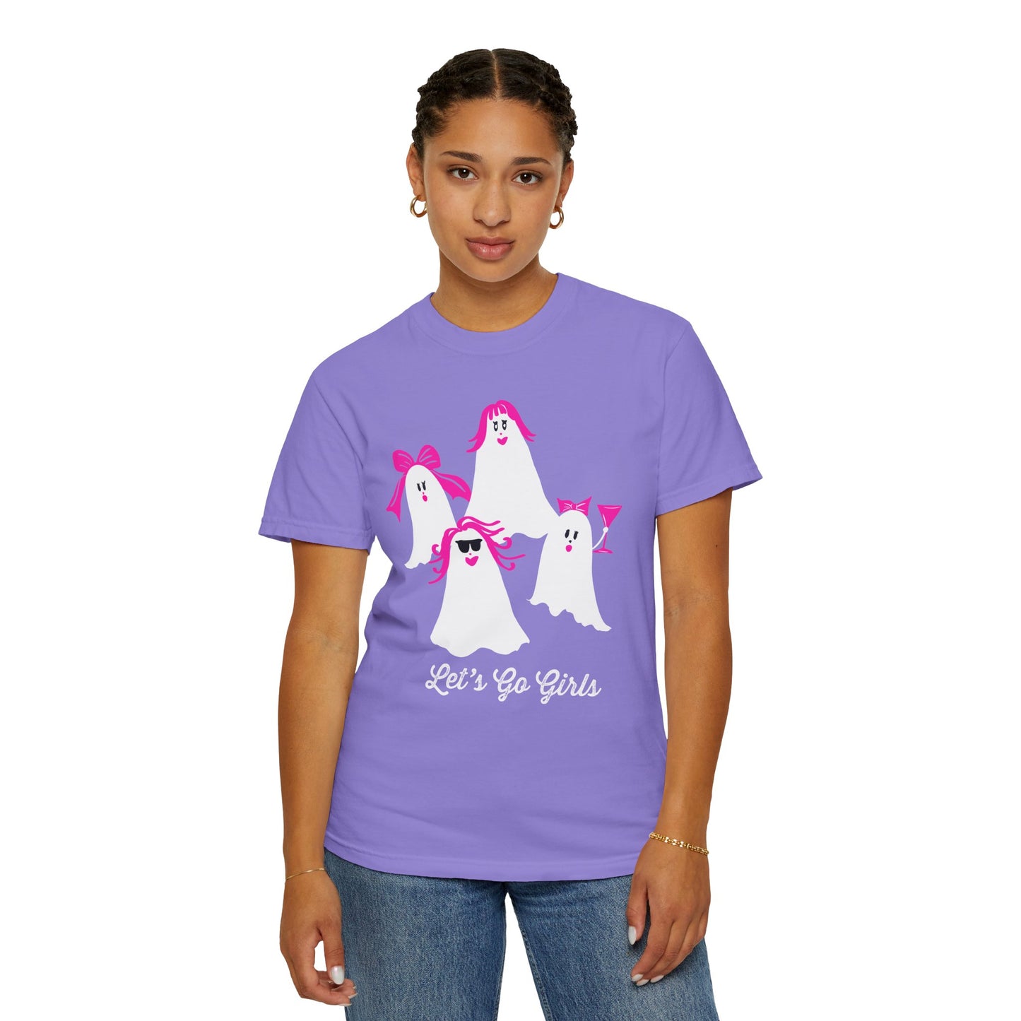 "Let's Good Girls"  Spooky Chic T-Shirt, Halloween Fashion, Pink Ghost-Inspired Tee, Cute Casual Wear, Unisex Graphic Shirt, Trendy Fall Style
