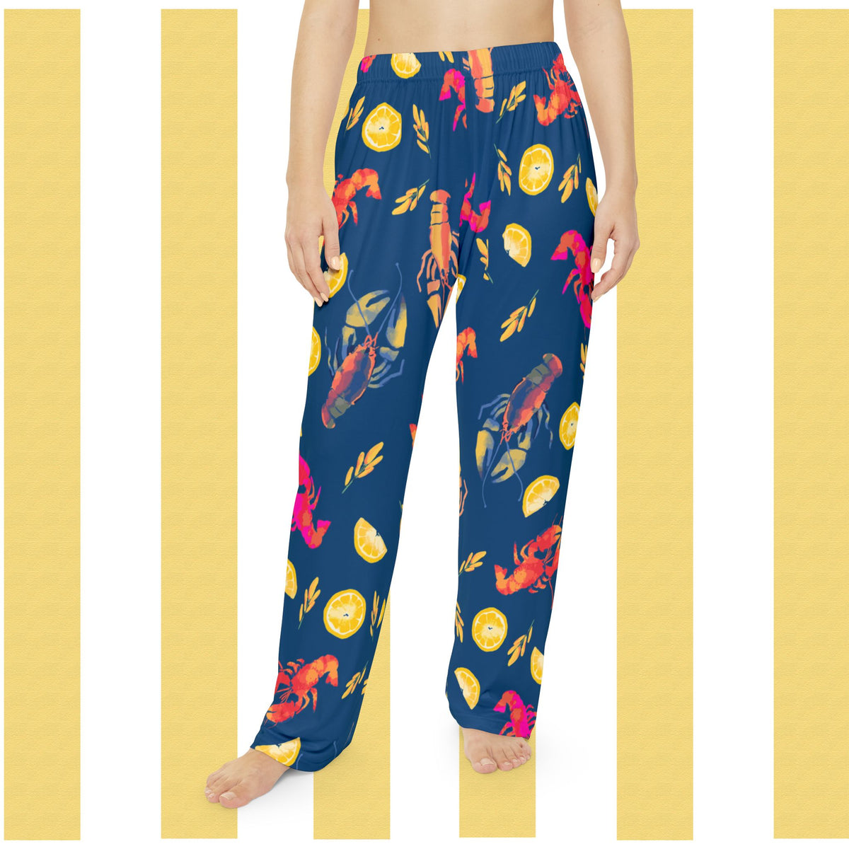 Lobster & Lemon Lounge Pants — Women's Relaxed Pajama Trousers