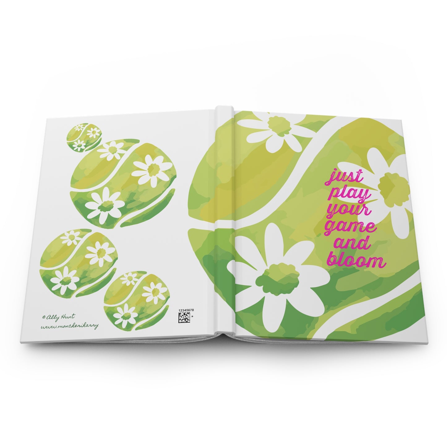 Floral Tennis Journal — "Just Play Your Game and Bloom" Hardcover Notebook