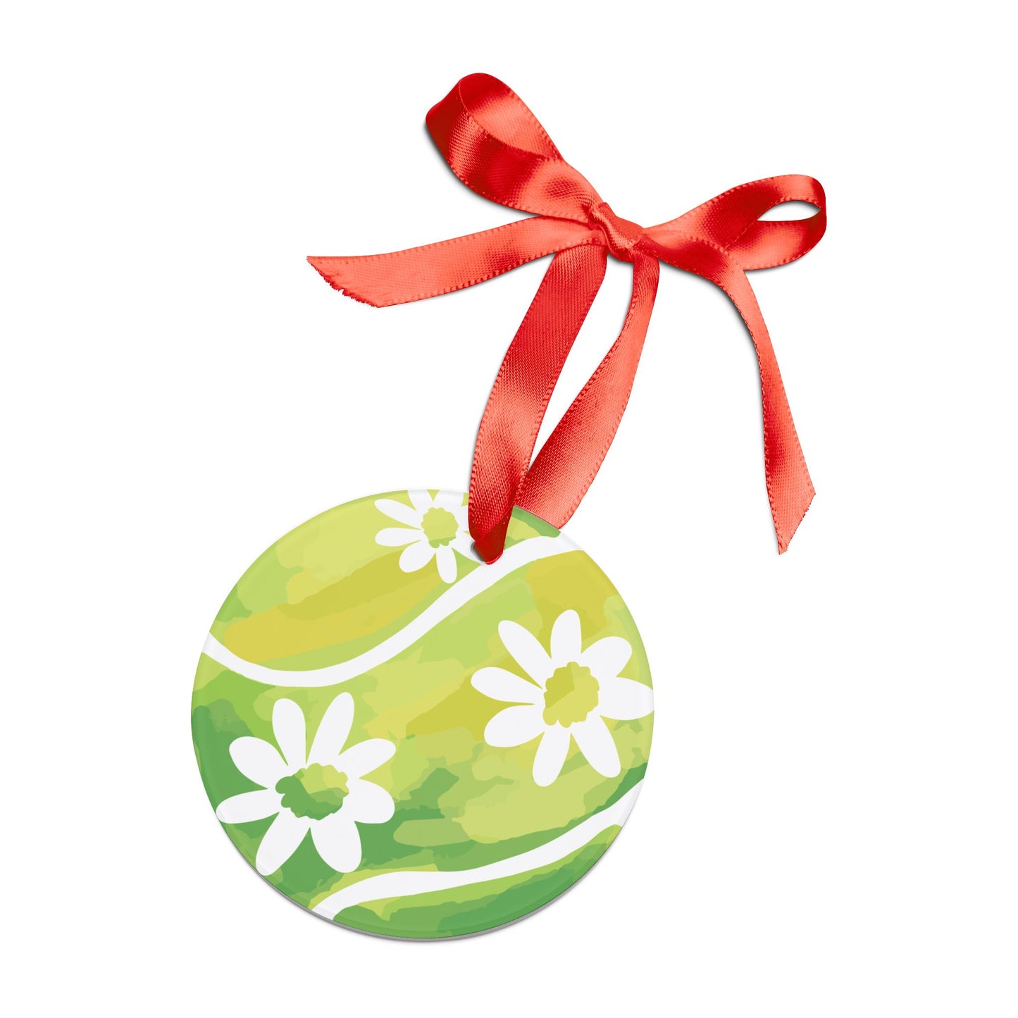 Tennis Daisy Floral  Acrylic Christmas Ornament, Spring Decor, Holiday Gift, Year-Round Decoration, Personalized Memories