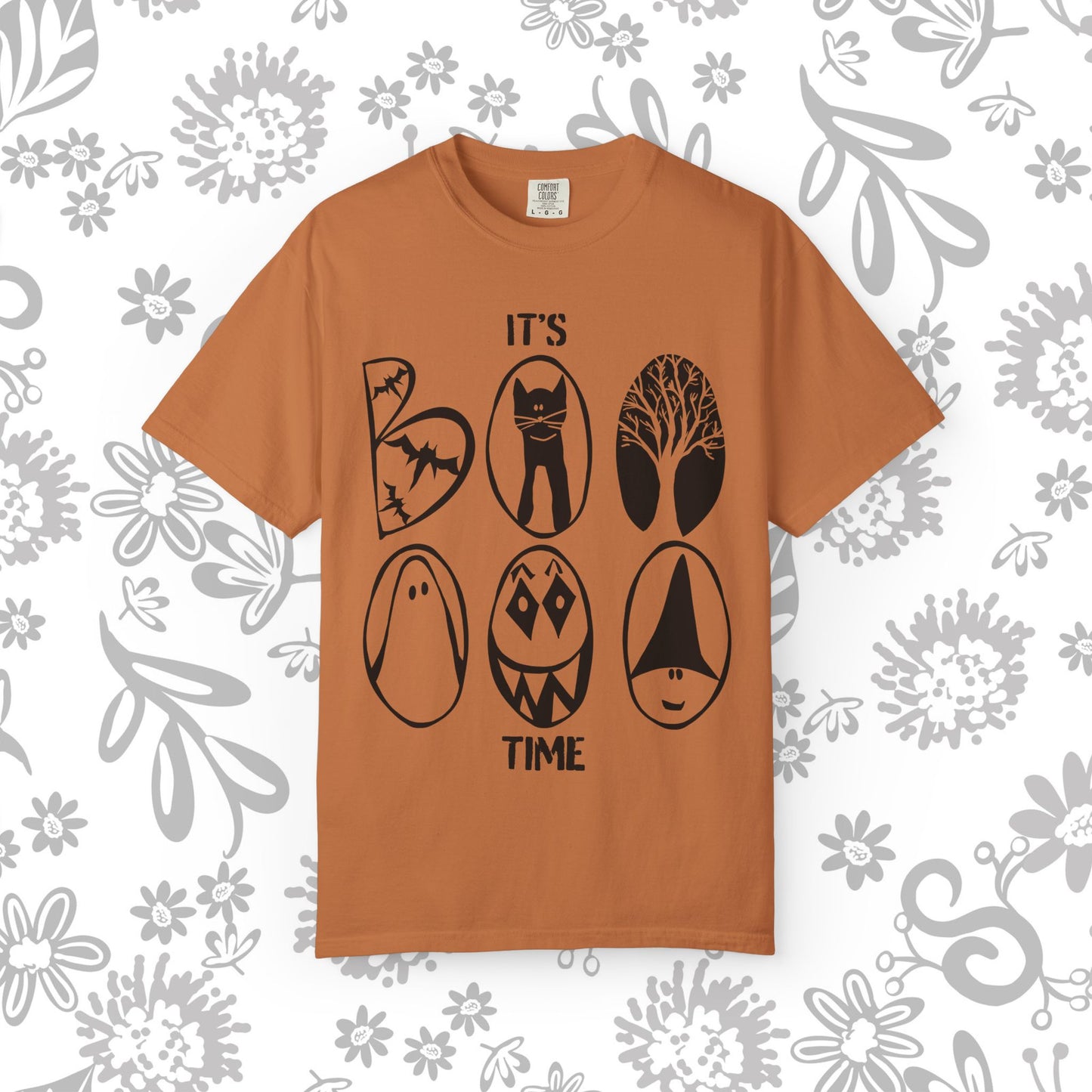 "IT'S BOO TIME" Halloween Themed T-shirt, Spooky Graphic Tee, Unisex T-shirt for Fall, Vintage Style Halloween Shirt, Perfect for Halloween Party