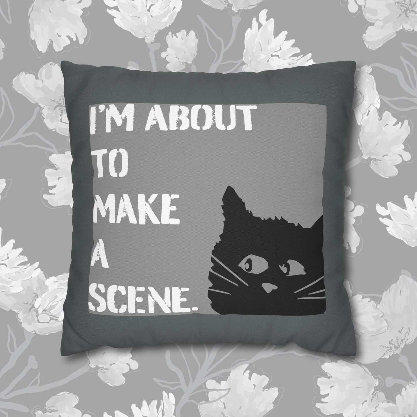 Whimsical Cat Pillowcase: "I'm about to make a scene" #FunnyHomeDecor, Cat Lovers Gift, Quirky Housewarming, Cozy Living Room Accent, Fun Bedroom Decor, Playful Gift