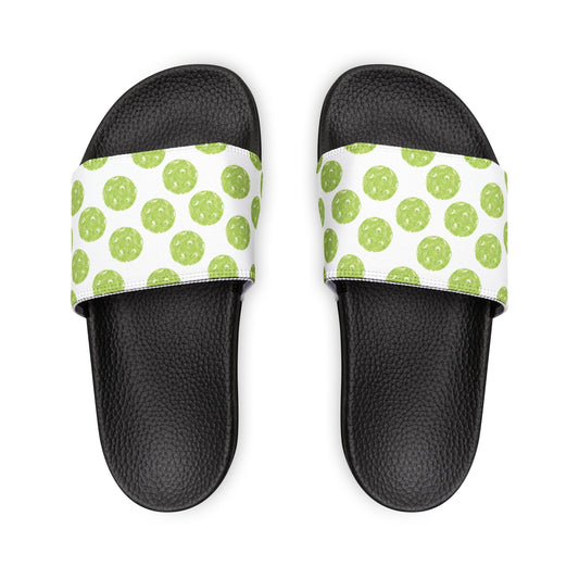 Pickleball Patterned Chic Women's Sandals, Comfortable Slip-On Shoes, Summer Footwear, Casual Pool Slides, Trendy Removable-Strap Sandals