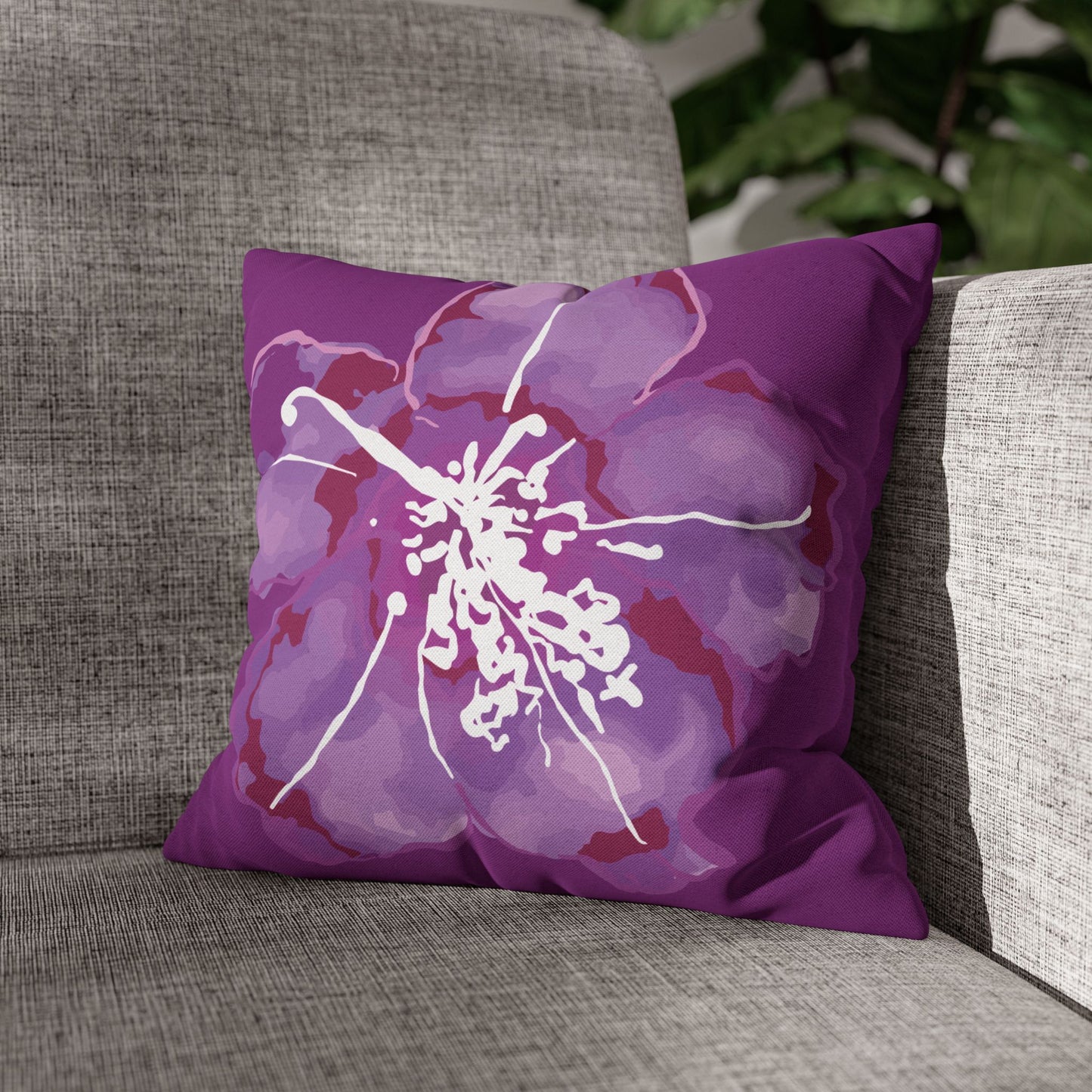 Azalea Bloom Purple Floral Pillowcase, Floral Home Decor, Modern Accent Pillow, Gift for Her, Boho Style Cushion Cover
