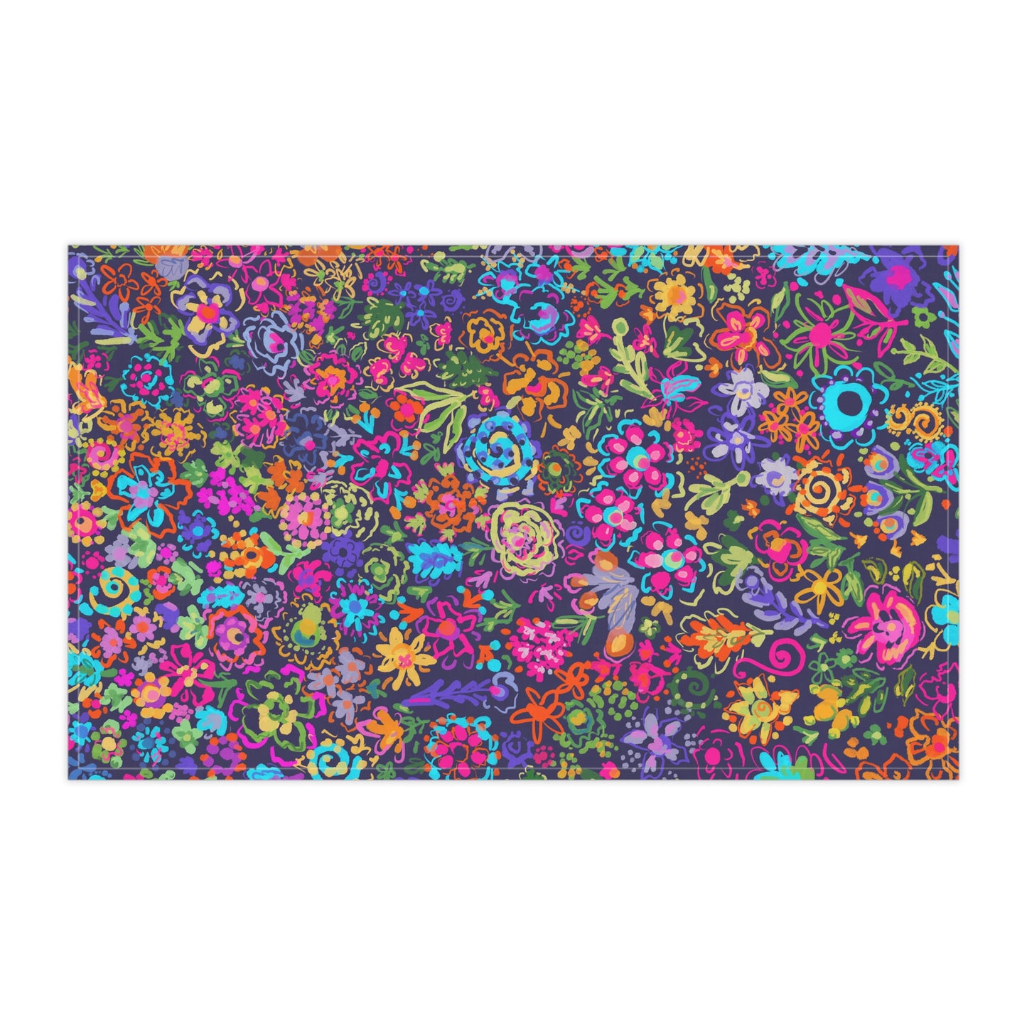 Vibrant Floral Tea Towels, Boho Style Towels featuring artwork by Ally Hunt