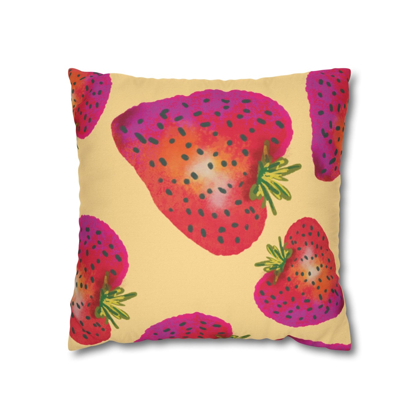Strawberry Print Pillowcase, Cute Home Decor, Gift for Strawberry Lovers, Summer Decoration, Bright Accent Pillow