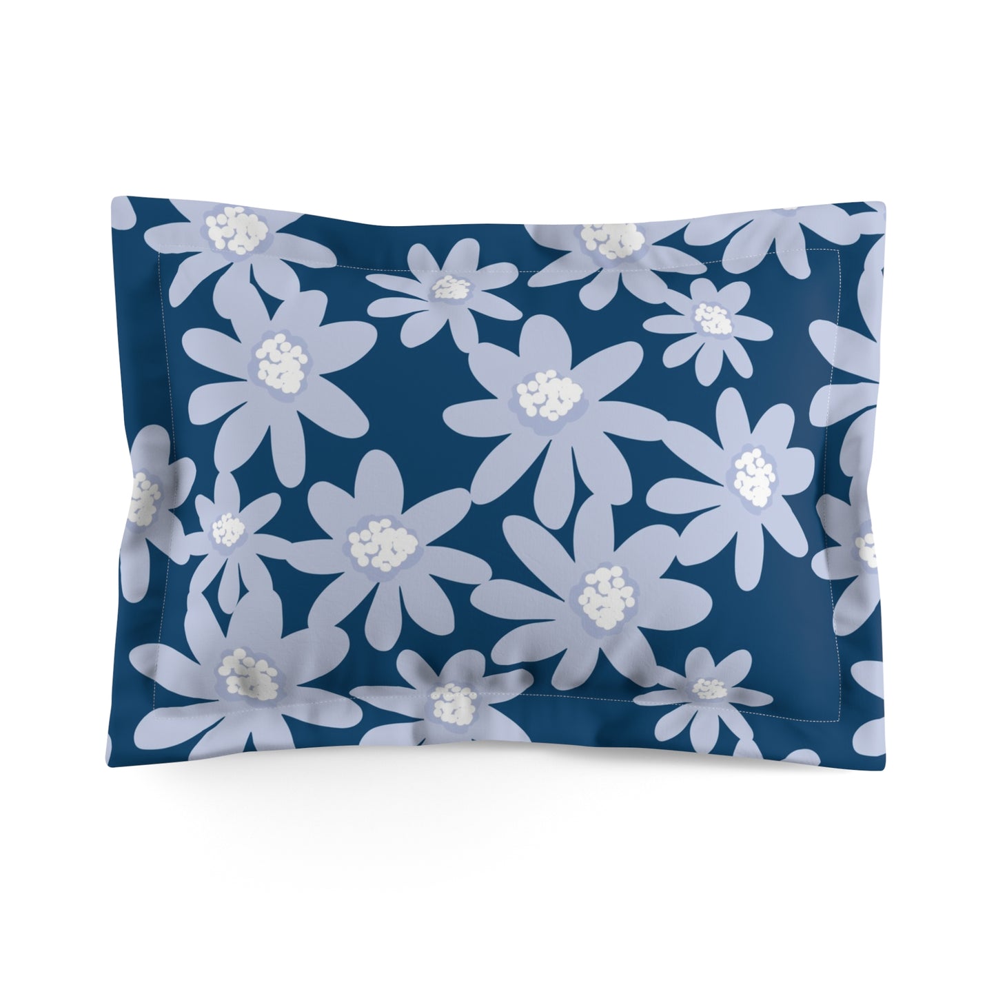 Blue Daisy Floral Microfiber Pillow Sham, Cozy Bedroom Decor, Gift for Her, Spring Vibes, Home Accessories, Stylish Bed Linen