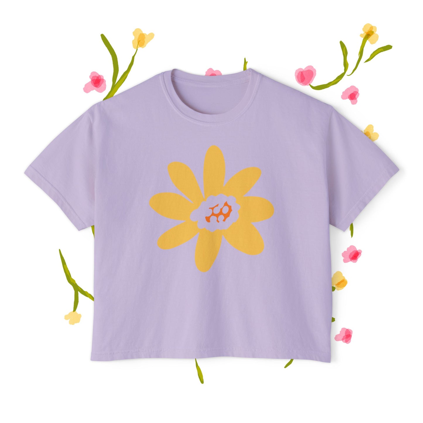 Sunny Floral Women's Boxy Tee - Casual Comfort for Every Occasion