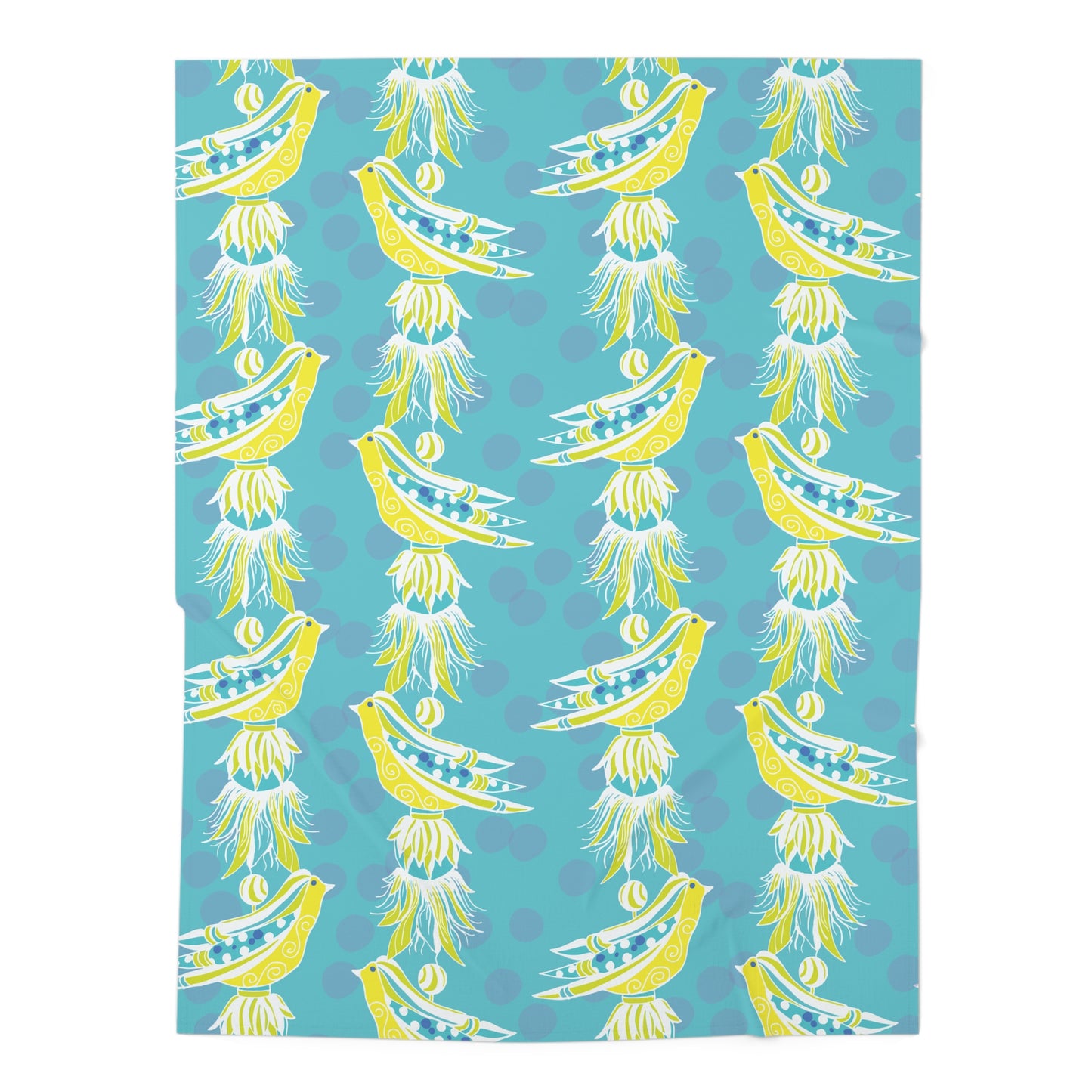 Swaddle Blanket - Blue and Turquoise Tassel Bird Baby Blanket