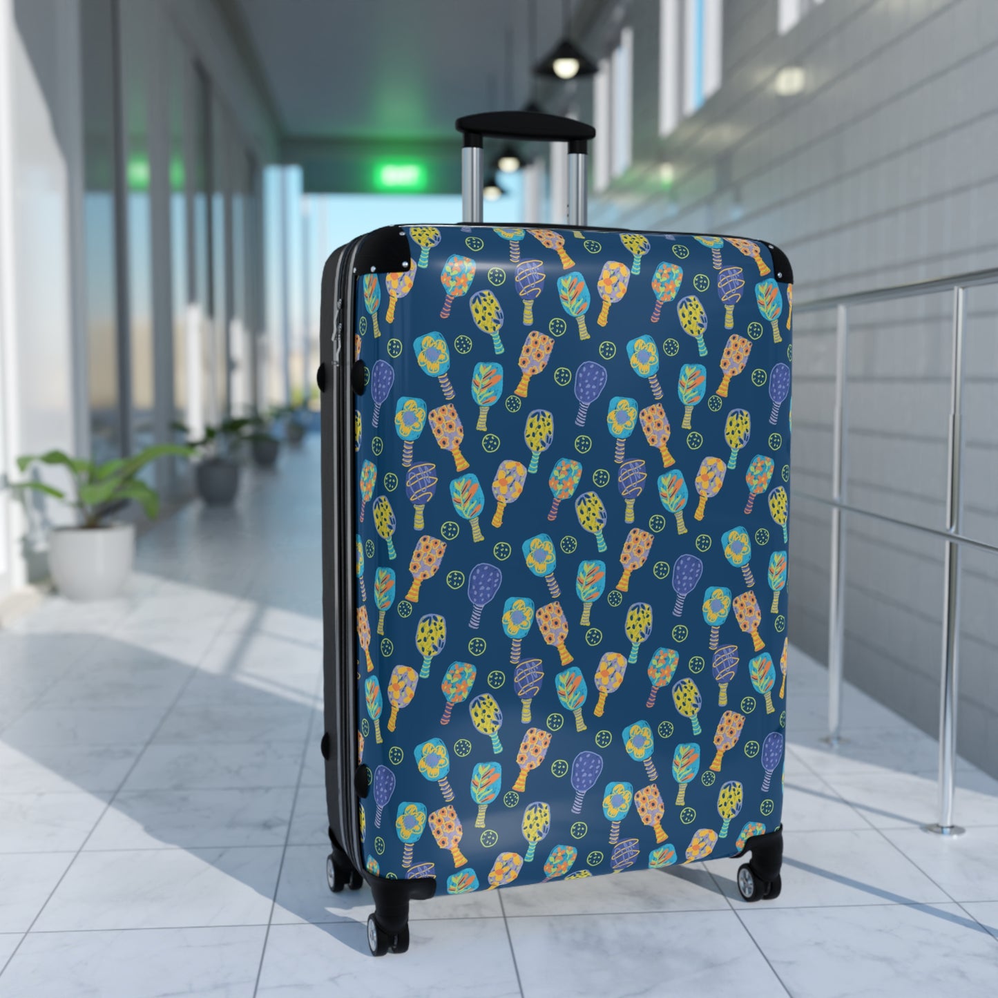 Colorful Pickleball Paddle Pattern Luggage