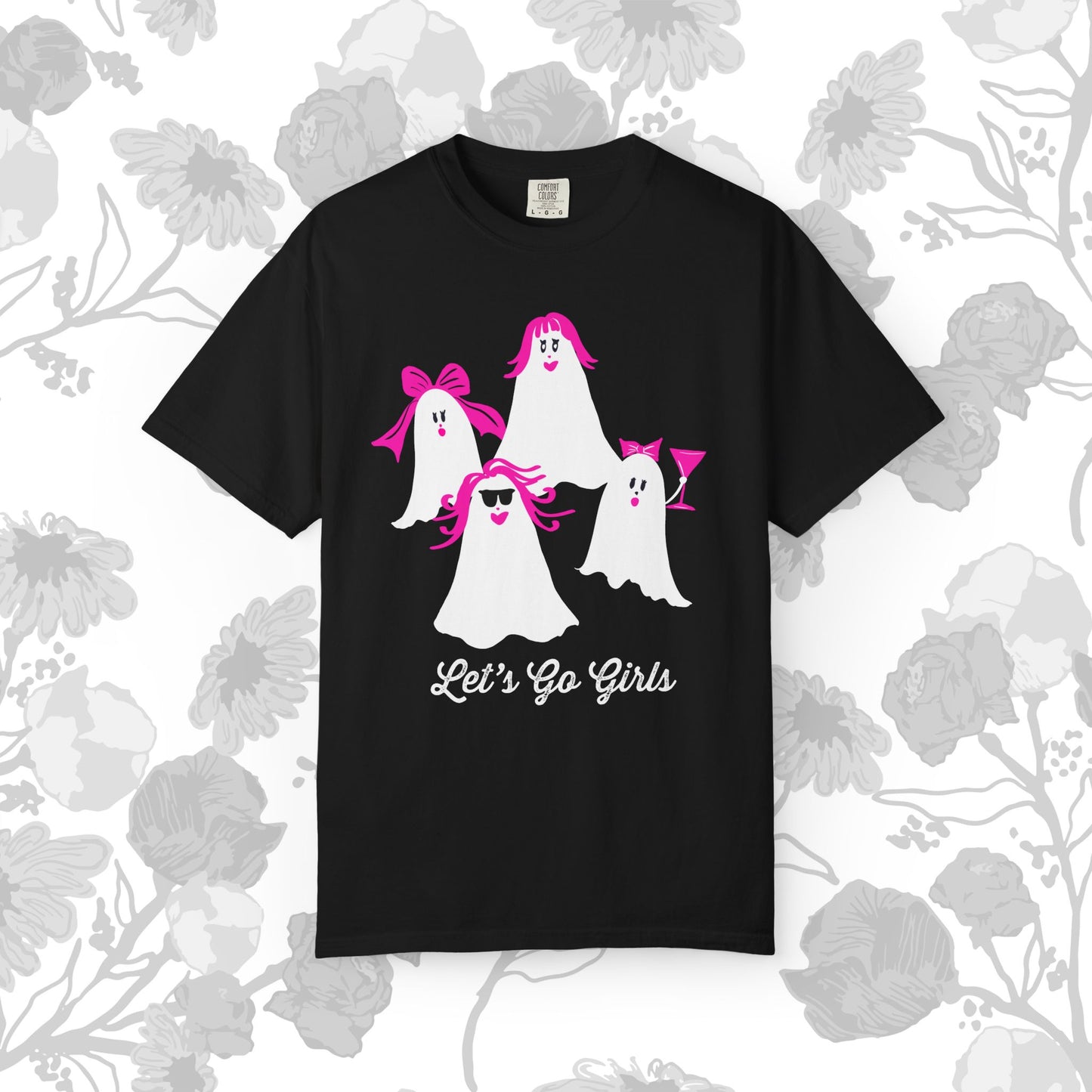 "Let's Go Girls"  Spooky Chic T-Shirt, Halloween Fashion, Pink Ghost-Inspired Tee, Cute Casual Wear, Unisex Graphic Shirt, Trendy Fall Style