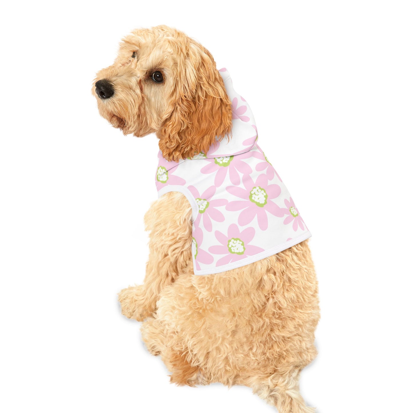 Pink Daisy Retro Floral Pet Hoodie for Dogs, Cute Dog Sweater, Stylish Pet Apparel, Spring Fashion for Pets, Cozy Dog Clothes