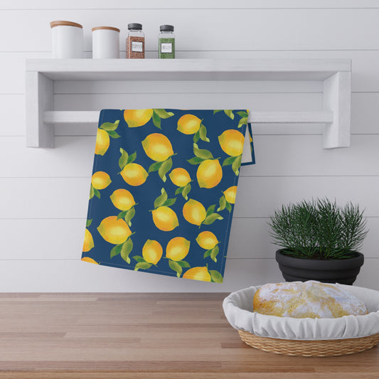 Lemon Print Cotton Tea Towels, Kitchen Decor, Gift for Home Cooks, Housewarming, Lemon-Themed Parties, Floral Kitchen Towel Set