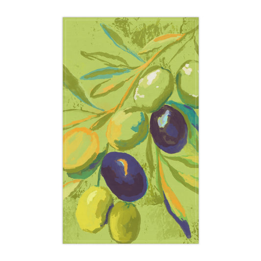 Vibrant Olive Motif Tea Towels, Kitchen Decor, Gift for Home Chefs, Olive Green Kitchen Towels, Eco-Friendly Kitchen Accessories